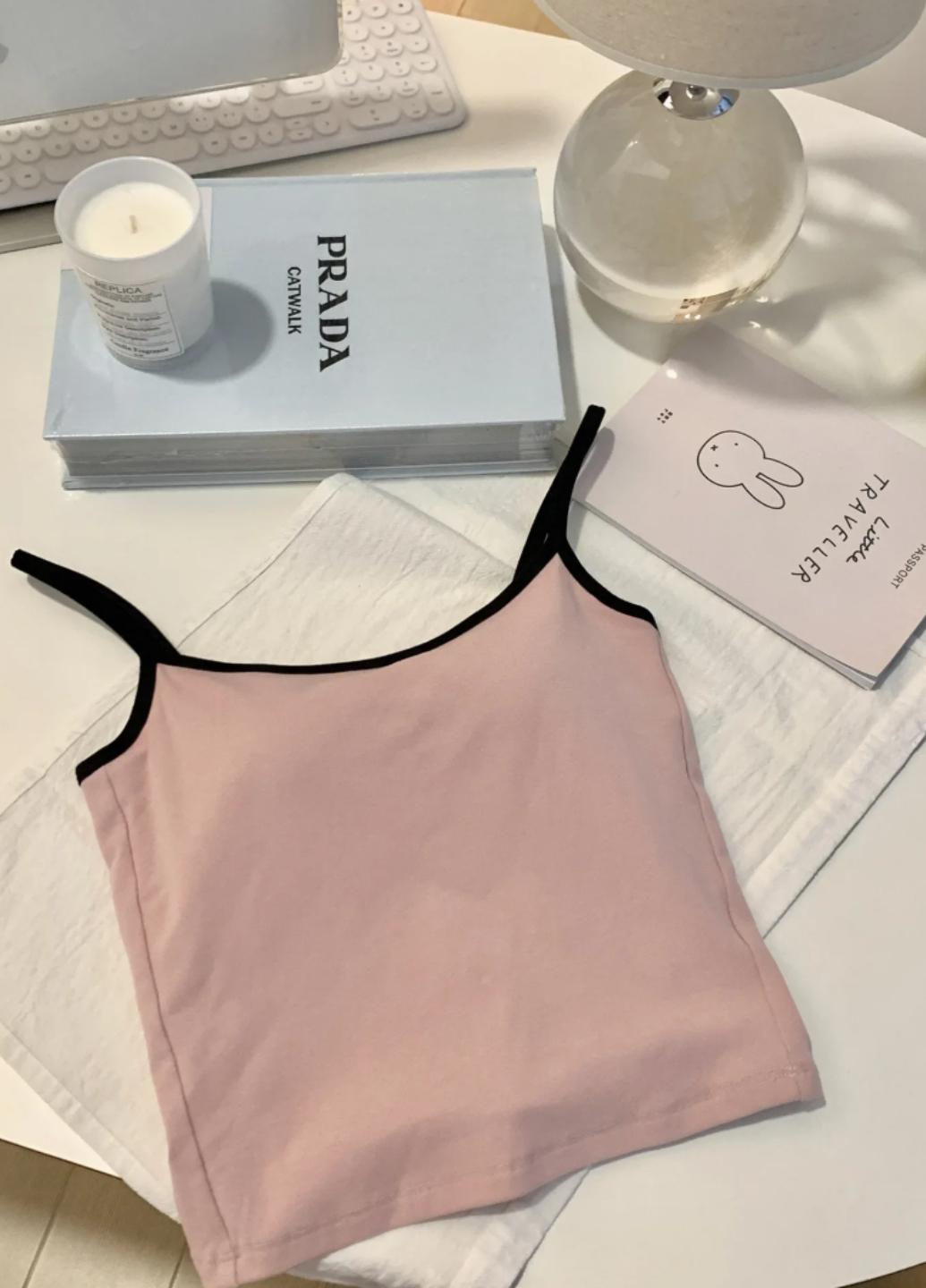 Майка женская хлопковая Two Colors с вкладышами One size Пудровый (1865-42-01) - фото 5