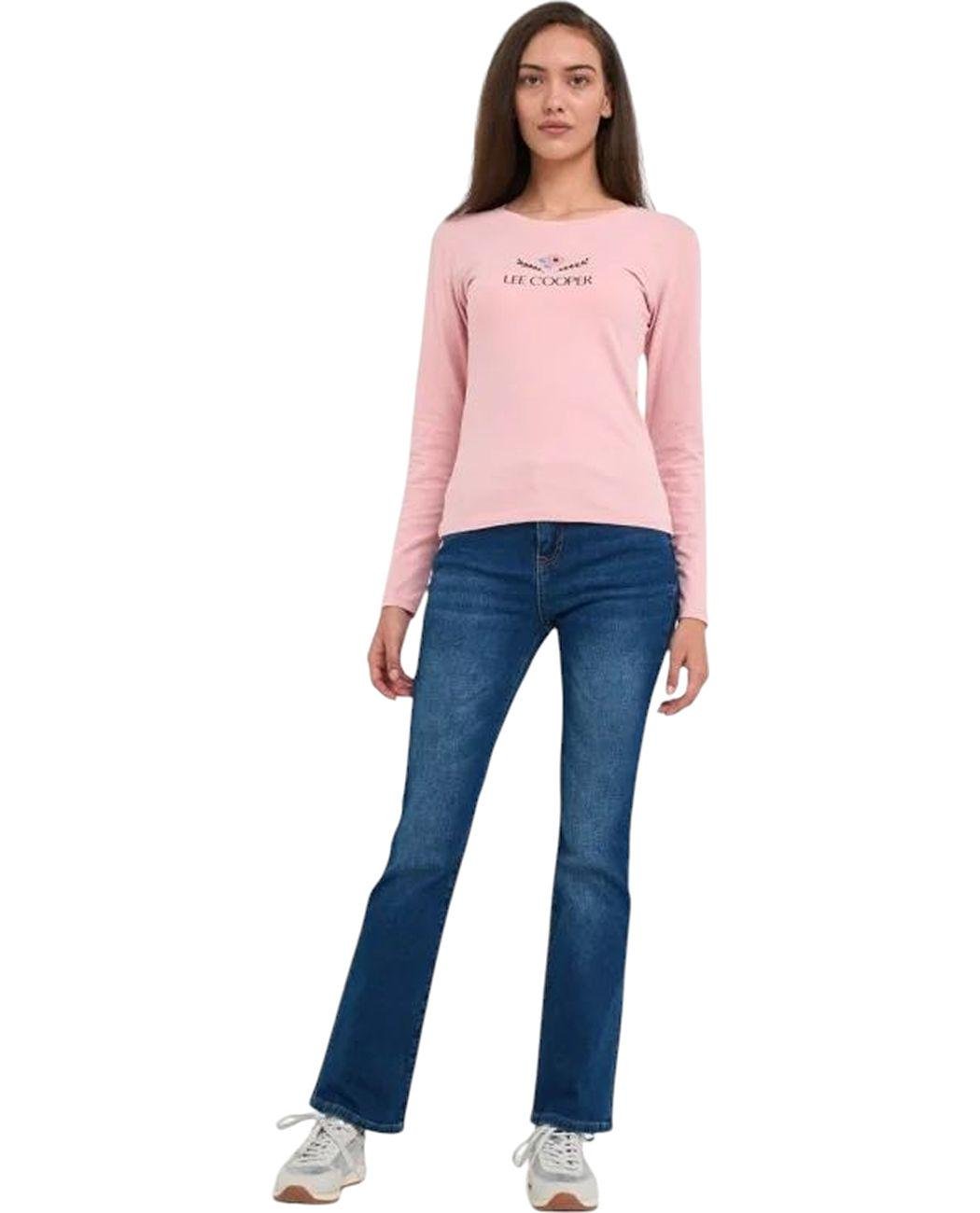Футболка жіноча Lee Cooper 20196176.PA2 з довгим рукавом L Рожевий (5942723123145) - фото 4
