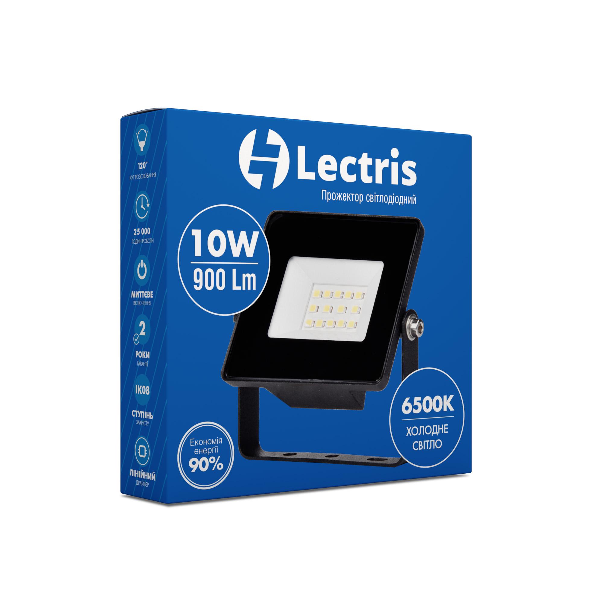 Светодиодный прожектор Lectris 10W 900Лм 6500K 185-265V IP65  1-LC-3001 - фото 2