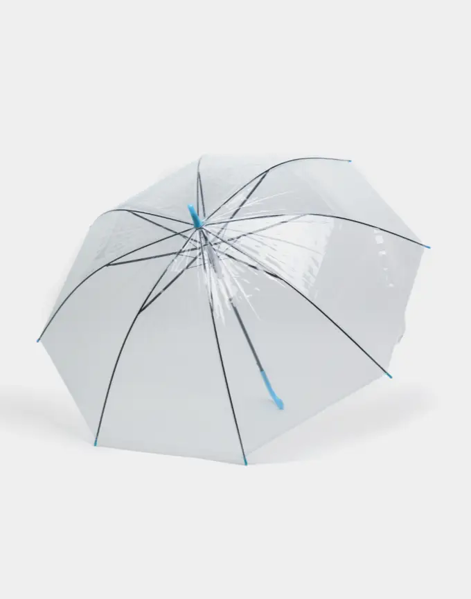 Зонтик детский подростковый голубая ручка Прозрачный
