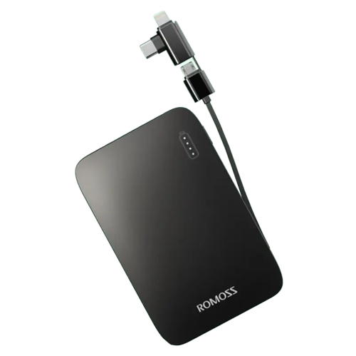 Повербанк Romoss PSC10 10000 mAh со встроенным кабелем Черный