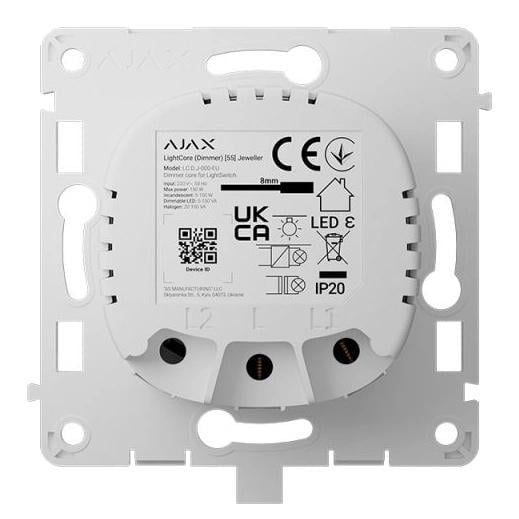 Беспроводной умный сенсорный димерный выключатель света Ajax LightCore 55/8EU ASP White (00000056015)