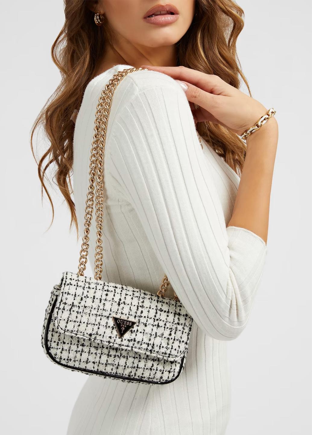 Сумка кросс боди женская твидовая Guess SPARK MICRO MINI HWTZ8700780-BKW Белый - фото 9 Сумка кросс боди женская твидовая Guess SPARK MICRO MINI HWTZ8700780-BKW Белый - фото 9