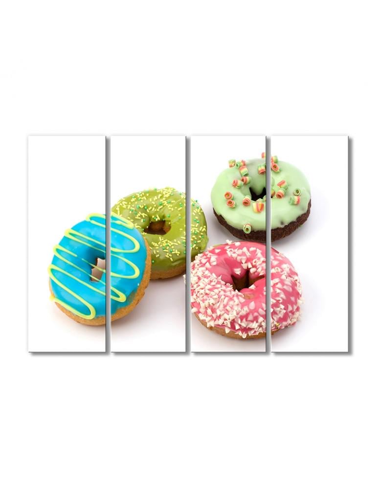 Картина модульная Разноцветные пончики 4 модуля 70x105 см
