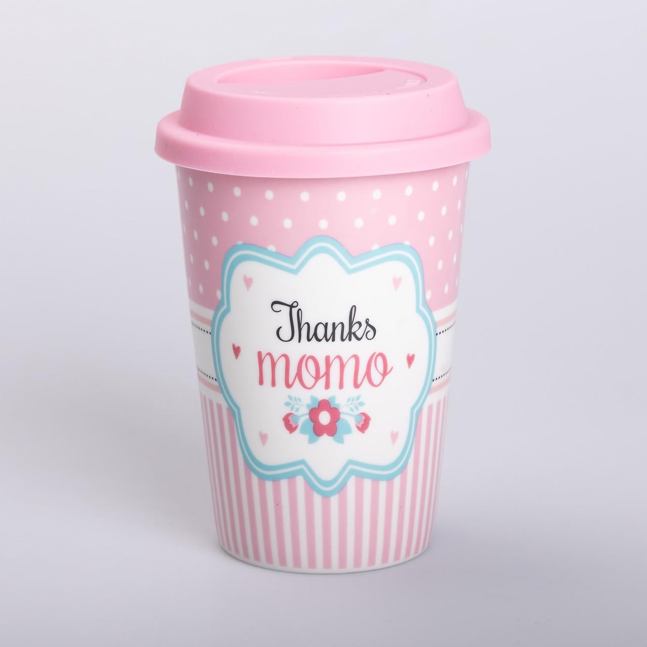Стакан керамический "Thanks momo" с силиконовой крышкой 420 мл
