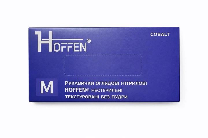 Рукавички нітрилові HOFFEN без пудри кобальт 100 шт. M Рукавички нітрилові HOFFEN без пудри кобальт 100 шт. M