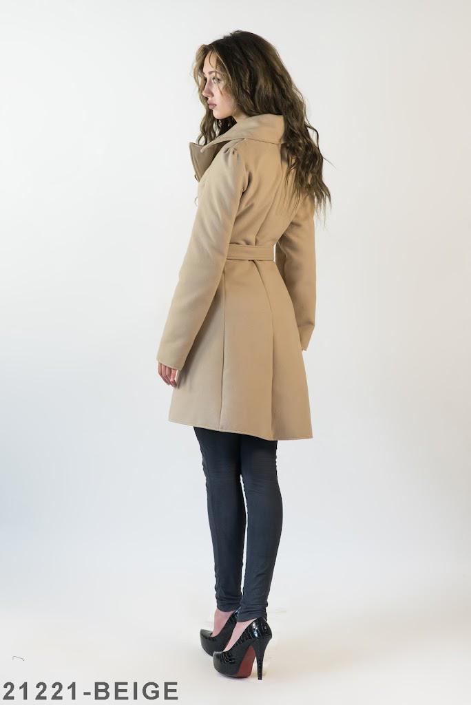 Пальто из кашемира с широким откидным воротником Podium 21221-BEIGE XS Бежевый - фото 3