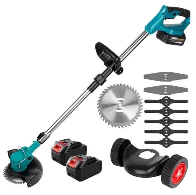 Тример для трави акумуляторний на колесах Domotec з 2 акумуляторами 3600W 48V 6 Ah (1011143-Blue)