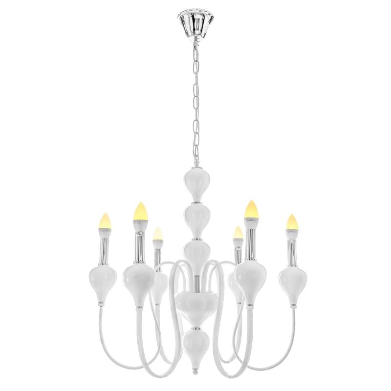 Люстра подвесная свеча классическая Brille BL-022S/6 E14 WH