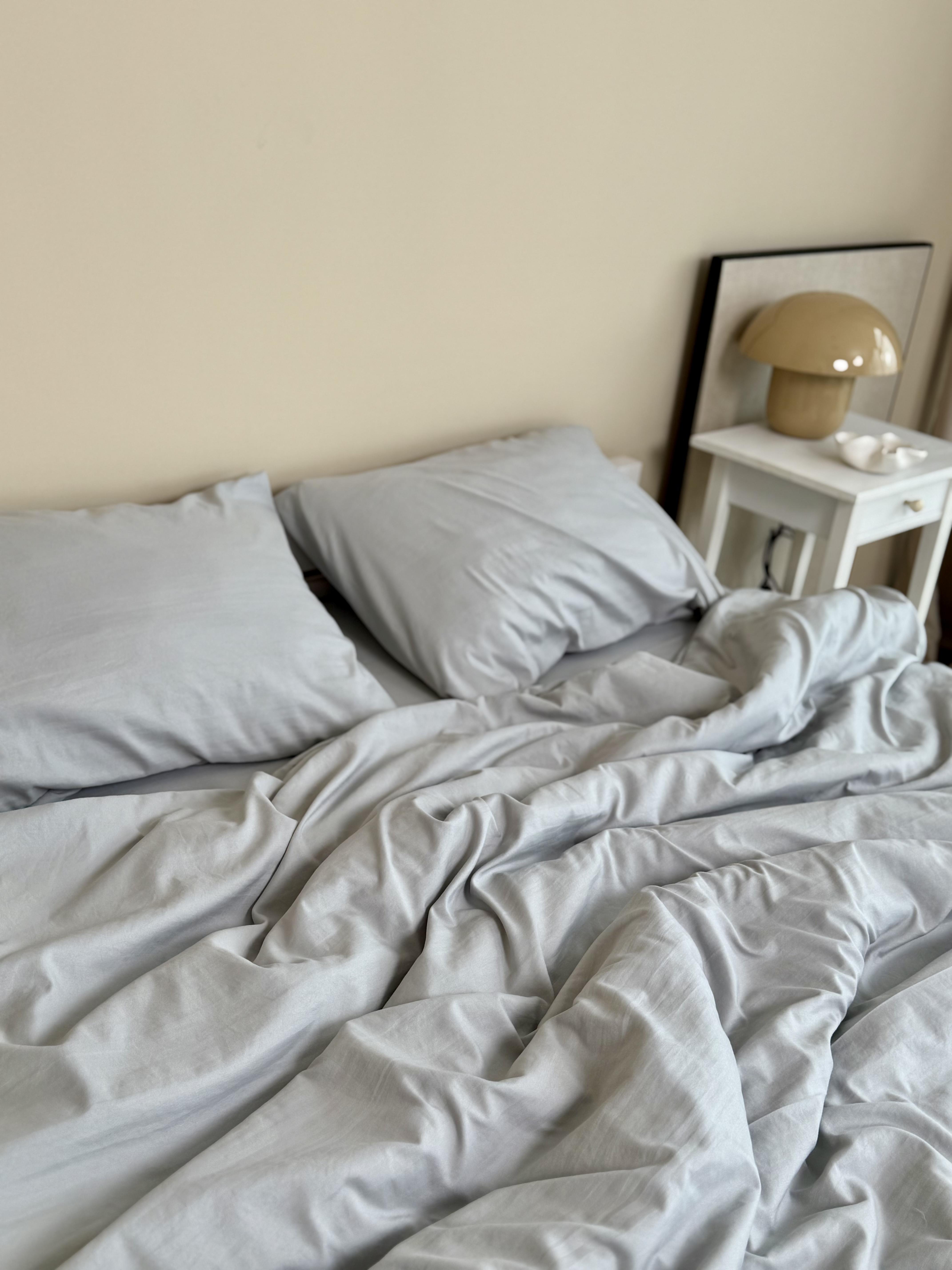 Комплект постельного белья Тень сатин семейный/наволочки 50х70/70х70 см Серый (6899) - фото 4