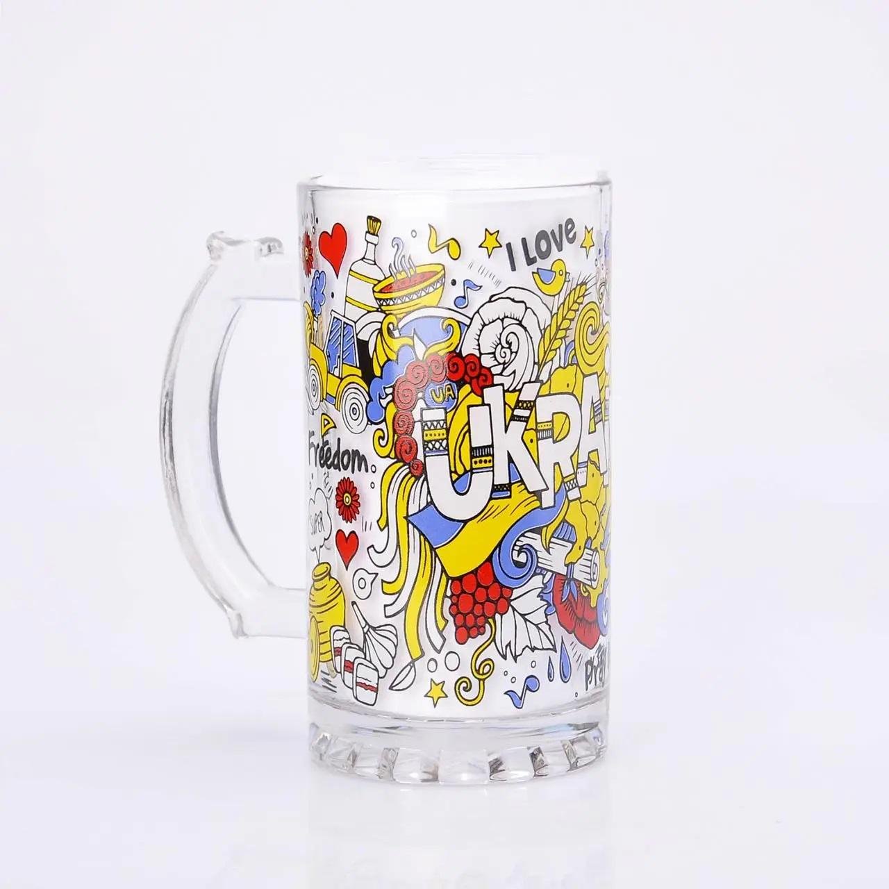 Бокал пивной патриотический с украинской символикой "Ukraine" 450 мл (01_S0145021089)