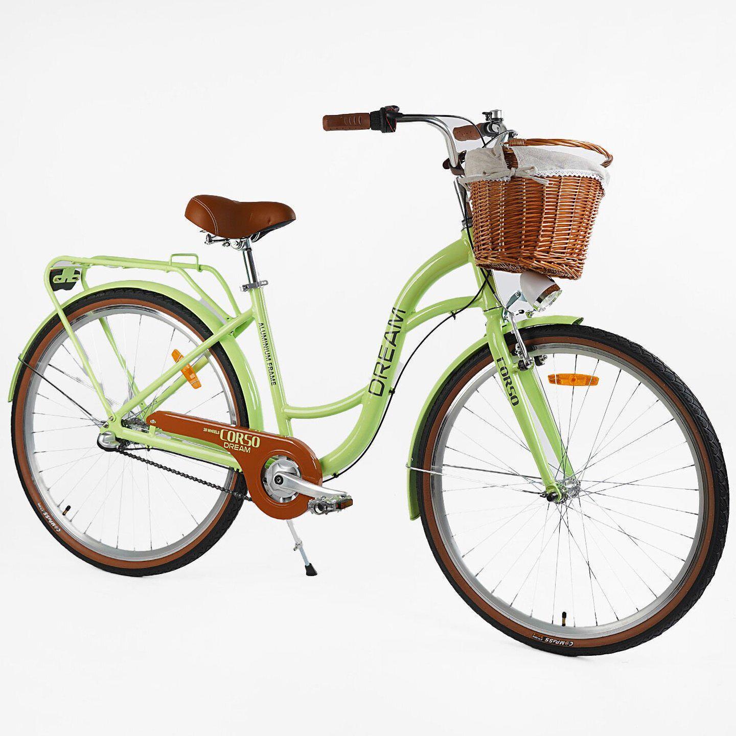 Велосипед городской алюминиевый CORSO Dream 28 дюймов с корзиной и багажником, рама 18" Оливковый - фото 2 Велосипед городской алюминиевый CORSO Dream 28 дюймов с корзиной и багажником, рама 18" Оливковый - фото 2