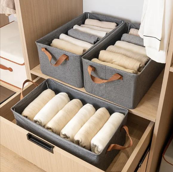 Органайзери-короби для зберігання білизни речей/іграшок 3 шт. 47х28х20 см Сірий