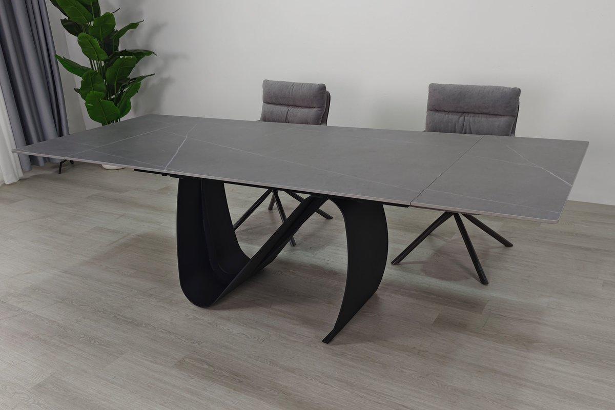 Стол обеденный раскладной Intarsio JULIAN CERAMIC 160-240х90 см Серый матовый/Черный (JULIAN160) - фото 4 Стол обеденный раскладной Intarsio JULIAN CERAMIC 160-240х90 см Серый матовый/Черный (JULIAN160) - фото 4