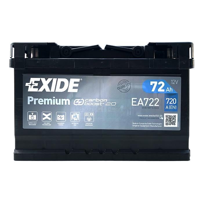 Аккумулятор автомобильный EXIDE Premium Carbon Boost EA722 EN 6СТ-72Ah АзЕ 720A (4885)