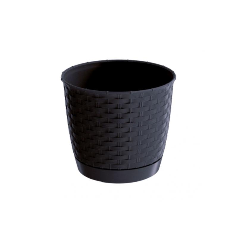 Горщик для квітів Prosperplast Ratolla 12,7 см круглий із підставкою Антрацитовий (70762-433)