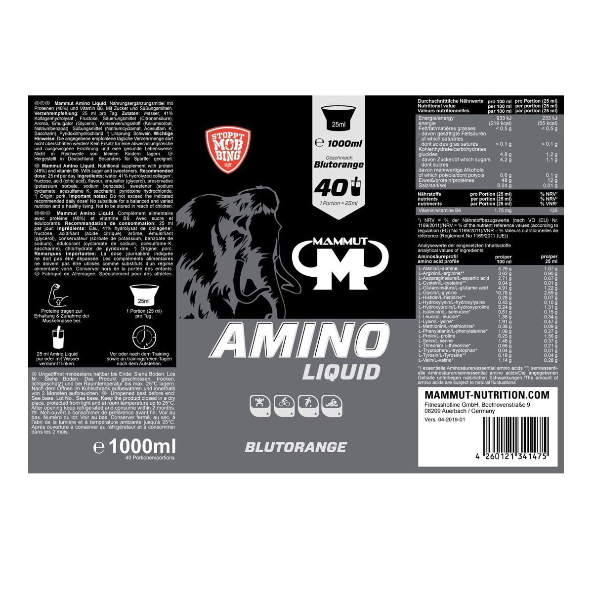 Амінокислотний комплекс Mammut Amino Liquid Blutorange 1000 мл - фото 2