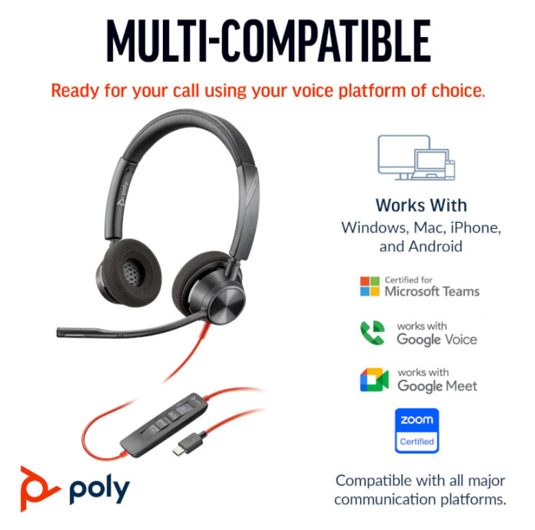 Навушники Poly BlackWire C3320 M USB-C/USB-C/A Adapter HS Stereo з мікрофоном Black (8X220AA) - фото 4 Навушники Poly BlackWire C3320 M USB-C/USB-C/A Adapter HS Stereo з мікрофоном Black (8X220AA) - фото 4