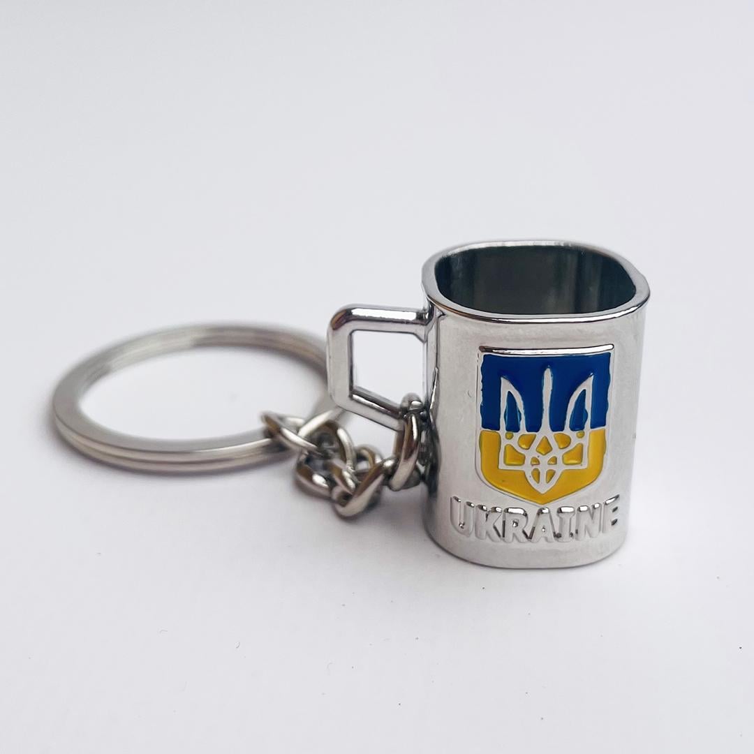 Брелок металевий Україна Кухоль Світле срібло