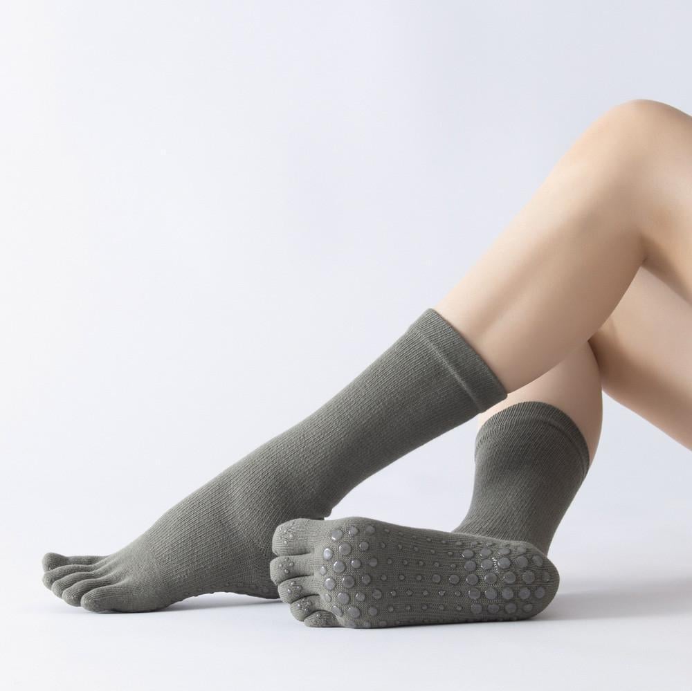 Носки для йоги с пальцами не скользкие One Size Хаки (3104)