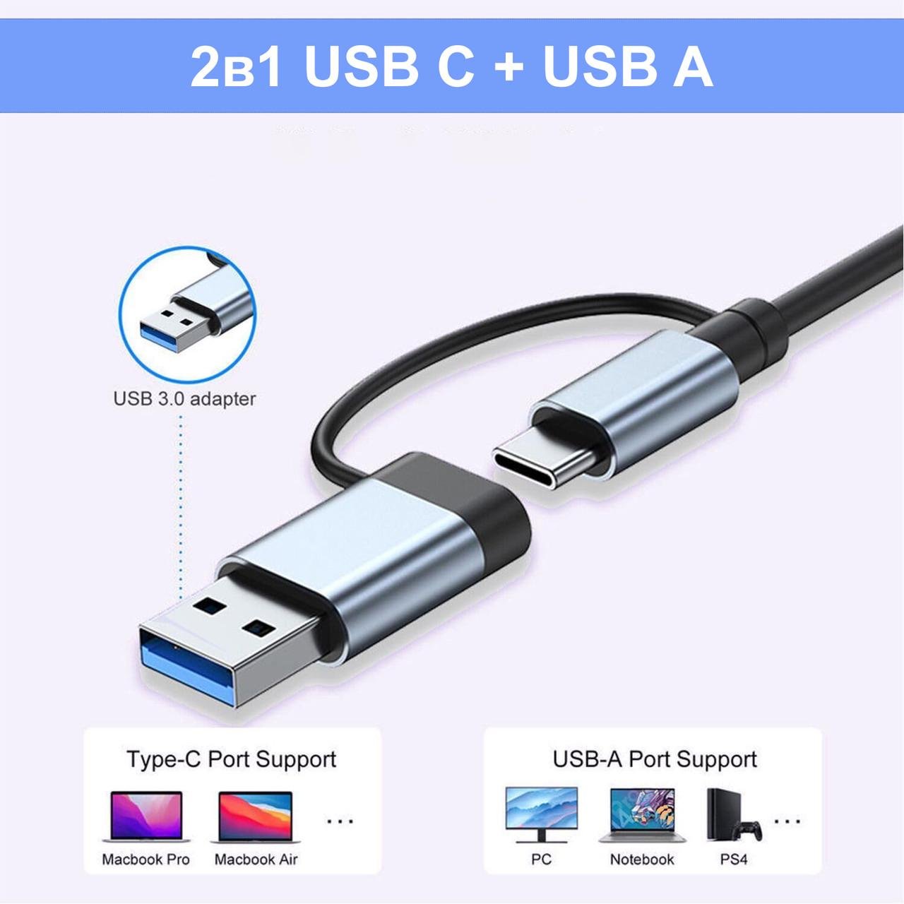 Хаб USB Type-C для ноутбука Addap MH-15D 7в1 USB 3.0/USB 2.0/SD/MicroSD+ - фото 6