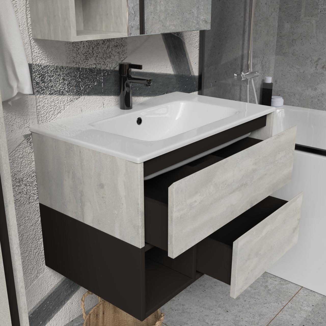 Тумба підвісна з раковиною MVK Vostok Craft 70 В2 700х450х530 мм Бетонний камінь (c270bt) - фото 3