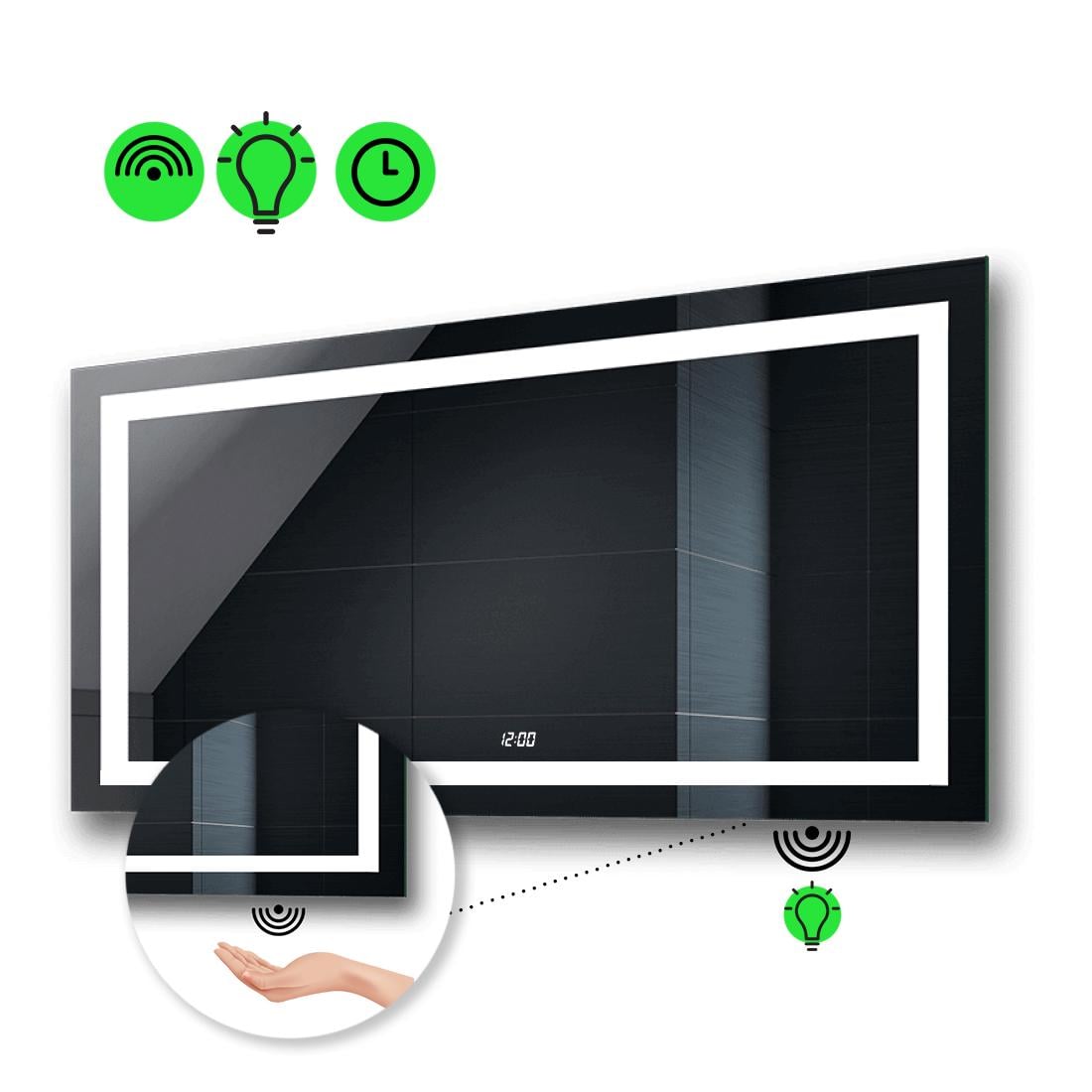 LED-зеркало 70x60 см с ИК включателем и часами Karnet (karnetg05)