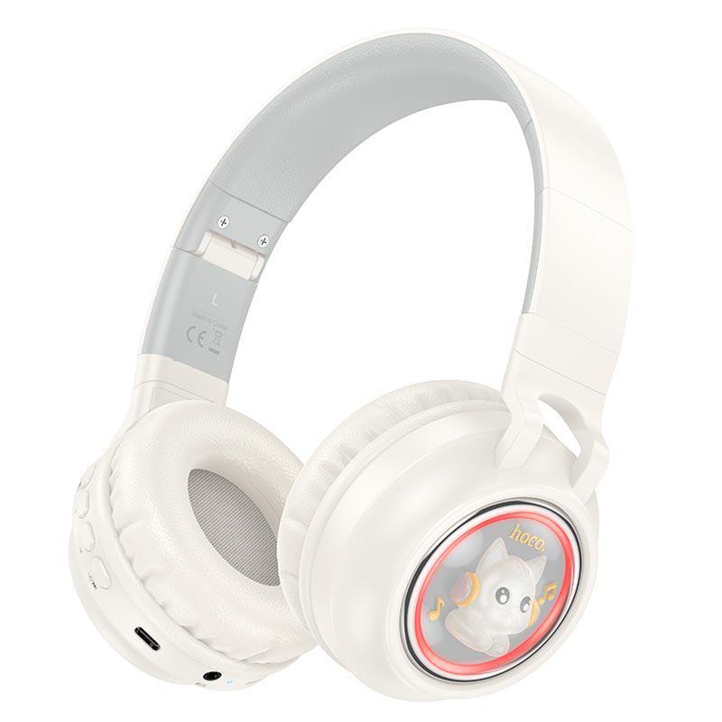 Наушники накладные Hoco Cute fun W50 Bluetooth 5.3 AUX 3,5 мм Milky white (26576)