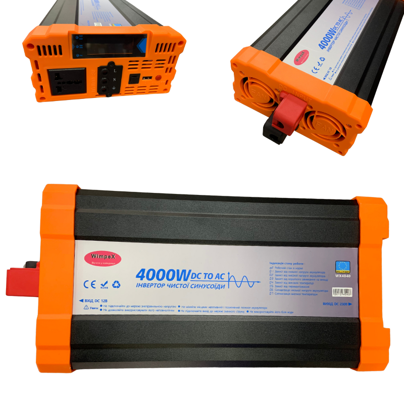 Инвертор преобразователь 4000W чистый синусоид Wimpex с 12 на 220 в для дома - фото 2