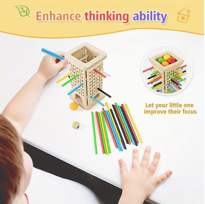 Настольная игра логическая из дерева Учим цвета и моторику с палочками и кубиком от 3 лет (826) - фото 5 Настольная игра логическая из дерева Учим цвета и моторику с палочками и кубиком от 3 лет (826) - фото 5