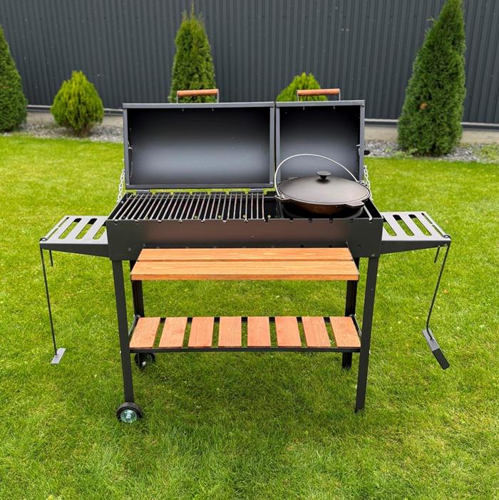 Мангал-барбекю посилений з кришками на 13 шампурів 5 мм (478К)