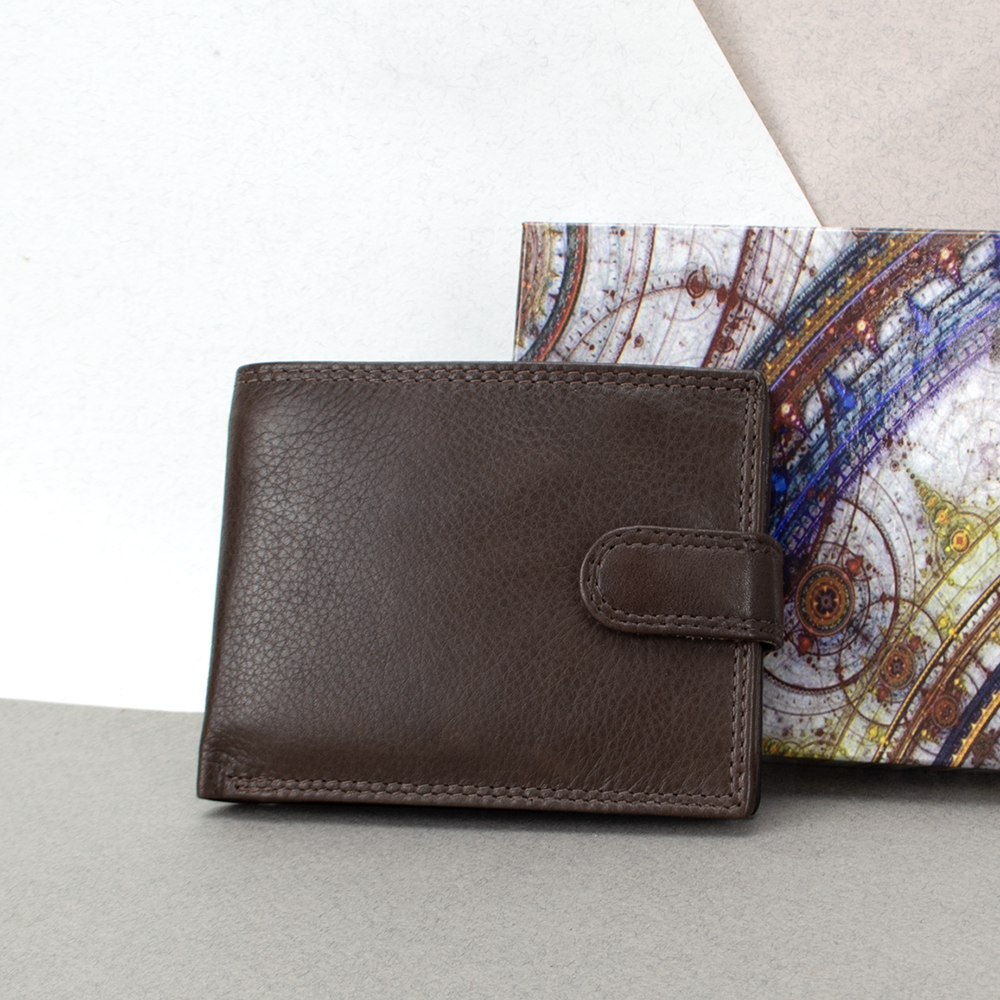 Кошелек мужской кожаный UP-846 с застежкой Коричневый (2425842180)