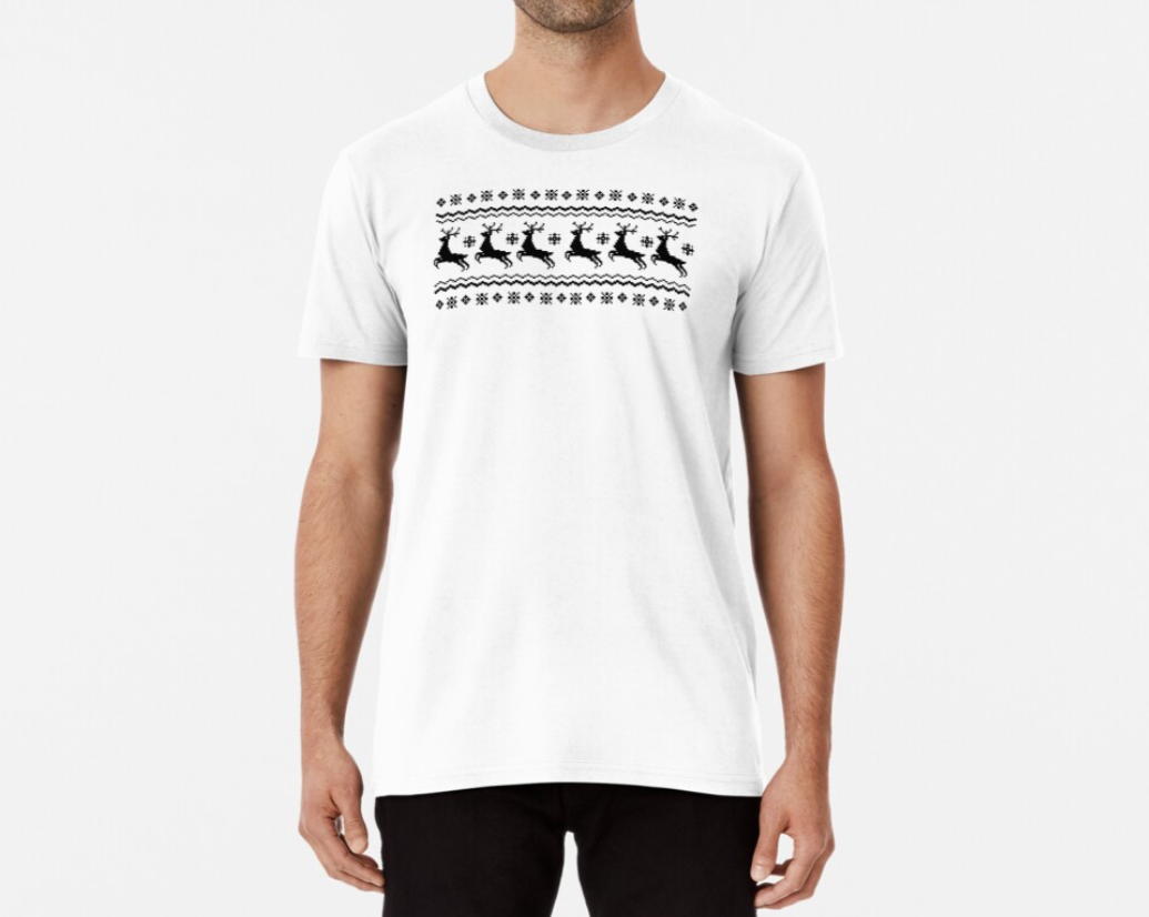 Футболка чоловіча новорічна Stedman з принтом Олені орнамент L Білий (НГ68-9)