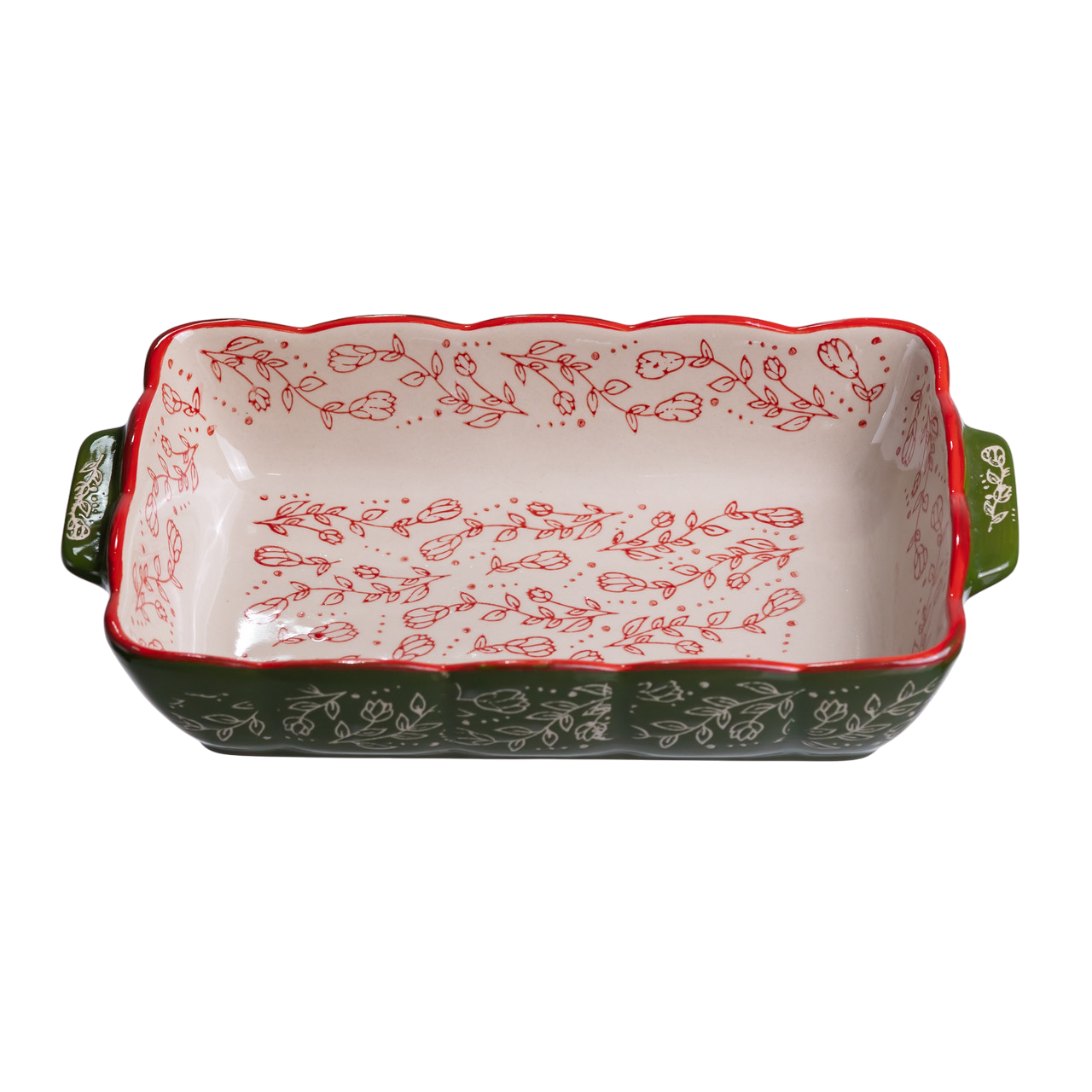 Форма порцелянова для запікання в духовці прямокутна Vintage з ручками 1,3 л 24,5х17х5 см Зелений (HM05-10) - фото 7