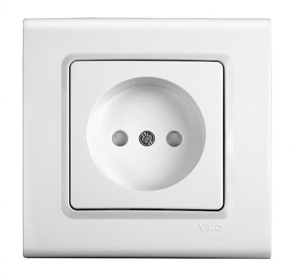 Розетка одинарная без заземления Viko Linnera со шторками Белый (00000012549)