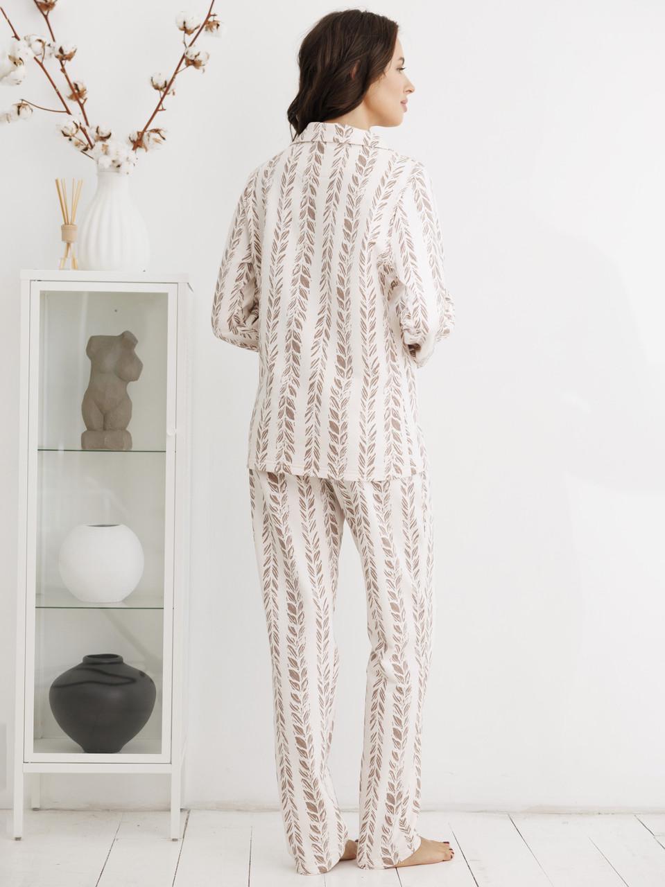 Піжама жіноча Roksana сорочка вільного крою/штани байкова з принтом XXL Бежевий (1826/30019) - фото 2 Піжама жіноча Roksana сорочка вільного крою/штани байкова з принтом XXL Бежевий (1826/30019) - фото 2