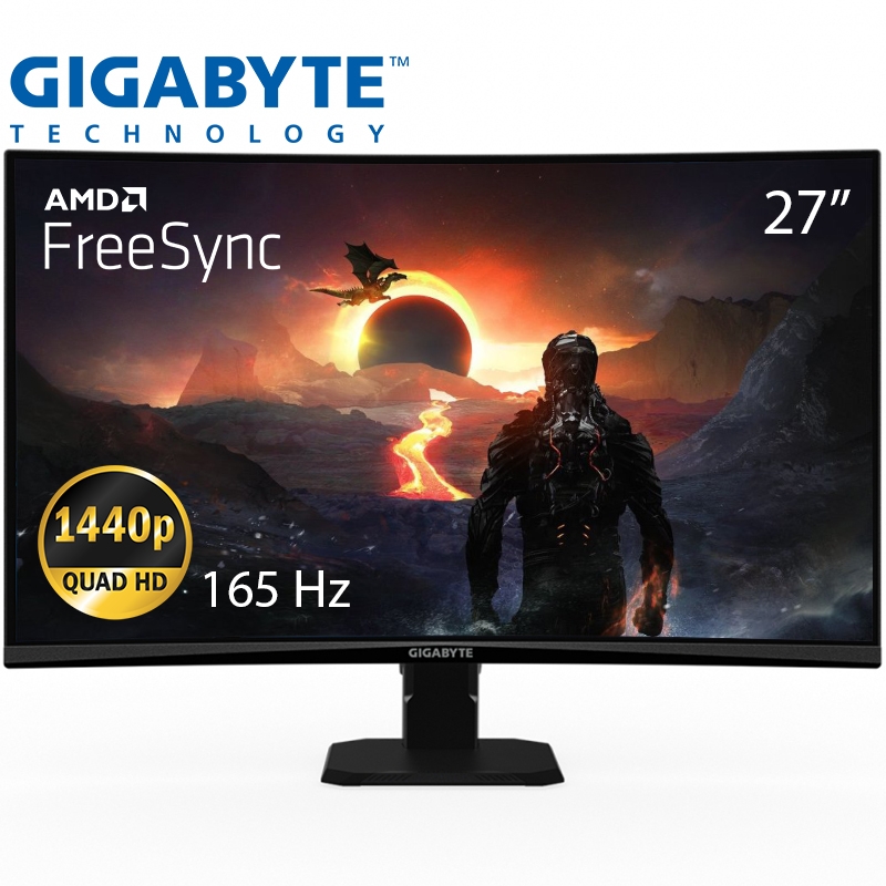 Монитор Gigabyte GS27QC Gaming Monitor изогнутый VA 2560x1440 QHD 27" (tf6433) - фото 2 Монитор Gigabyte GS27QC Gaming Monitor изогнутый VA 2560x1440 QHD 27" (tf6433) - фото 2