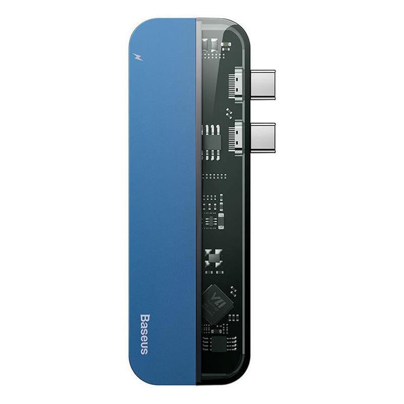USB-хаб Baseus Transparent Series Dual Type-C Multifunctional CAHUB-TS03 Блакитний