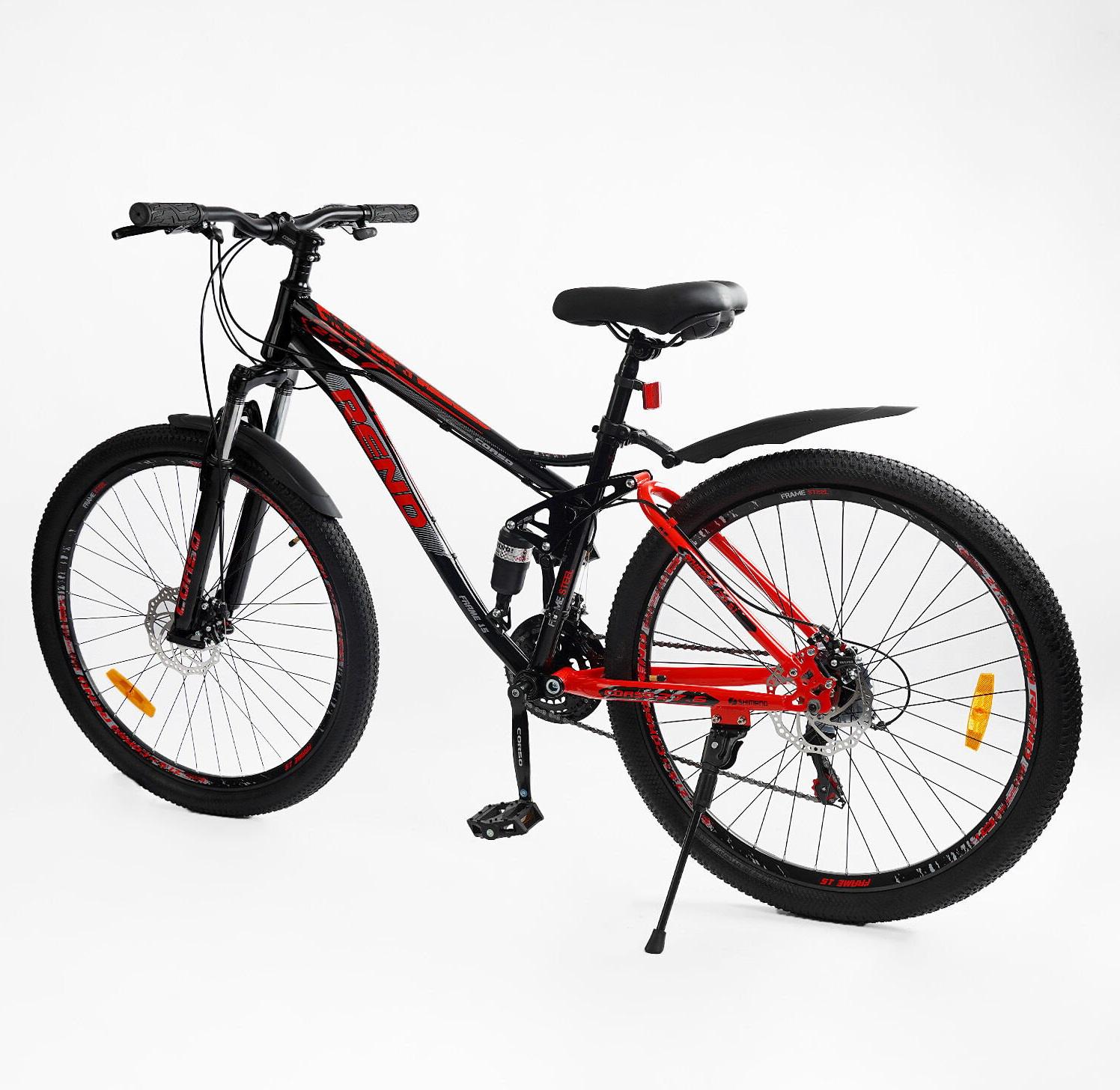 Велоcипед спортивный Corso Rend 27,5" рама металлическая 15"/Shimano 21 скорость Черно-красный - фото 5 Велоcипед спортивный Corso Rend 27,5" рама металлическая 15"/Shimano 21 скорость Черно-красный - фото 5