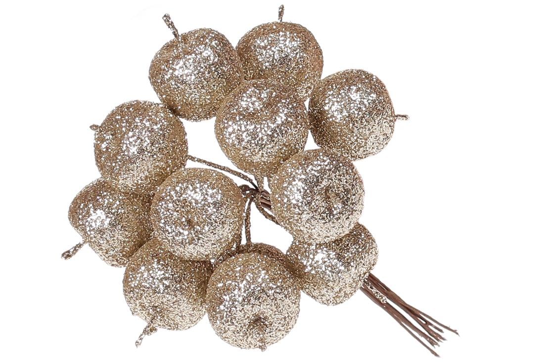 Декоративный букетик яблок Bonadi 12 шт. 11 см Шампань (839-219)