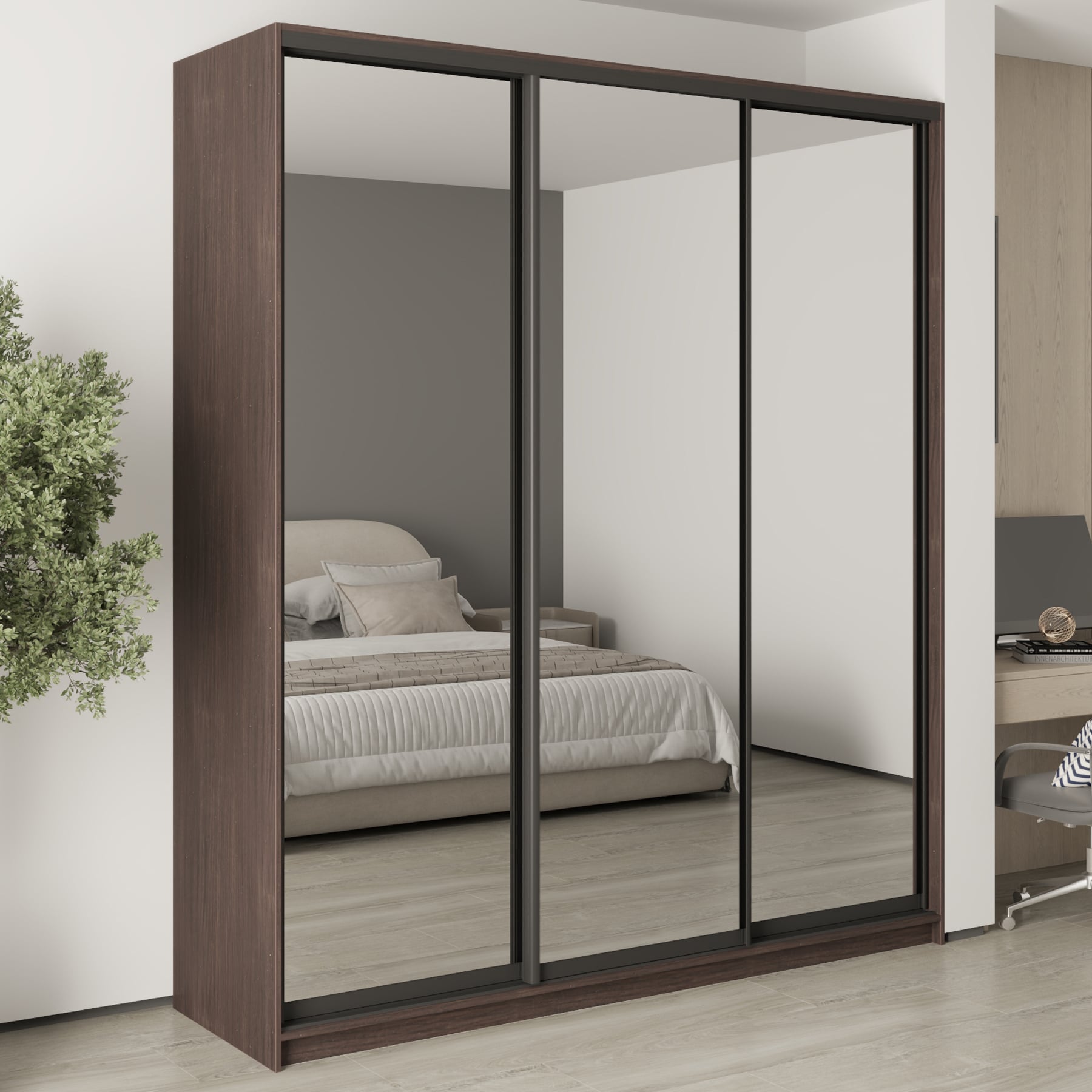 Шафа-купе тридверна Mebel Star Стандарт BG MBS-8841 210х60х240 см Дуб ристрето (1008252)