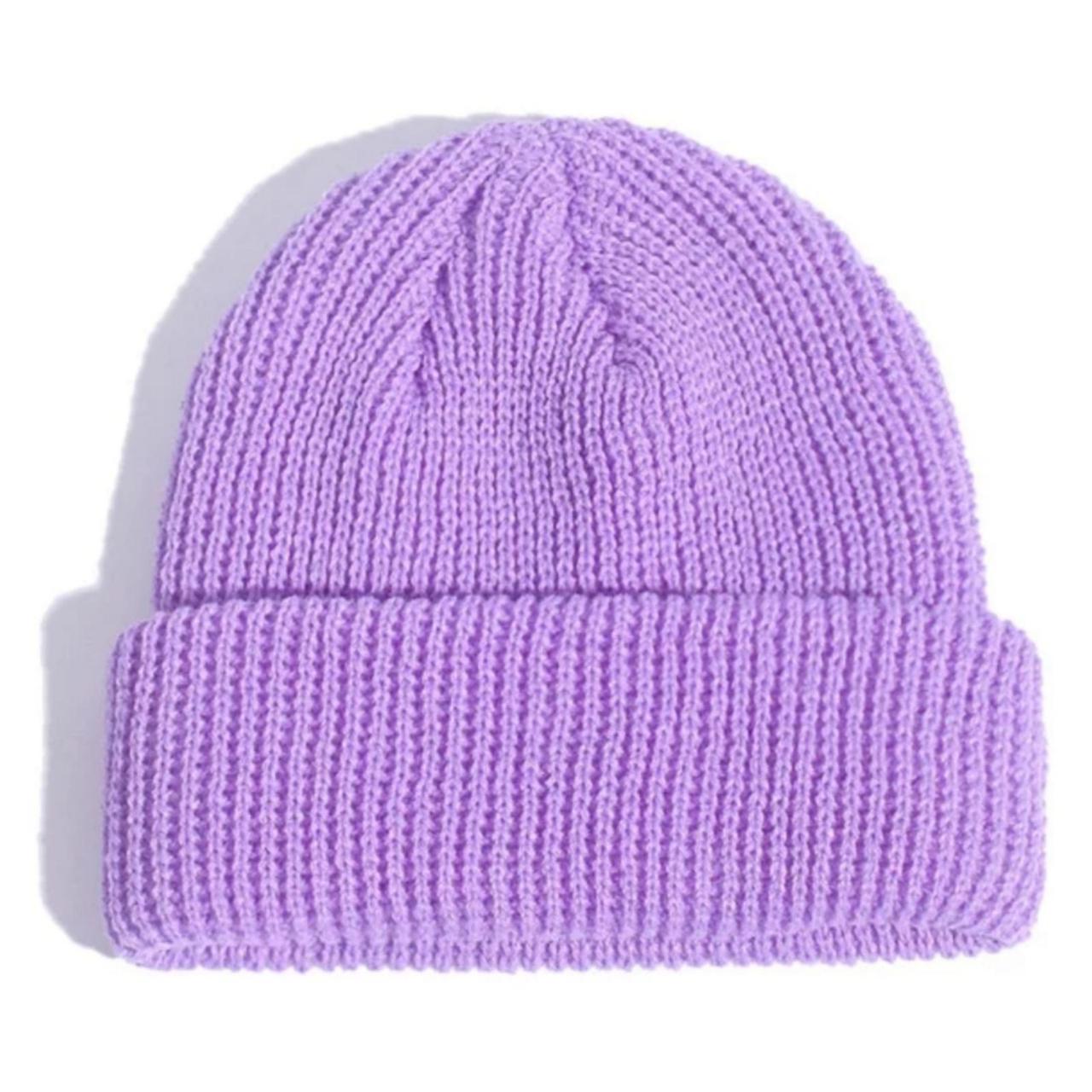 Шапка-бини короткая рваная с булавкой Сиреневый (НЛ11-2)