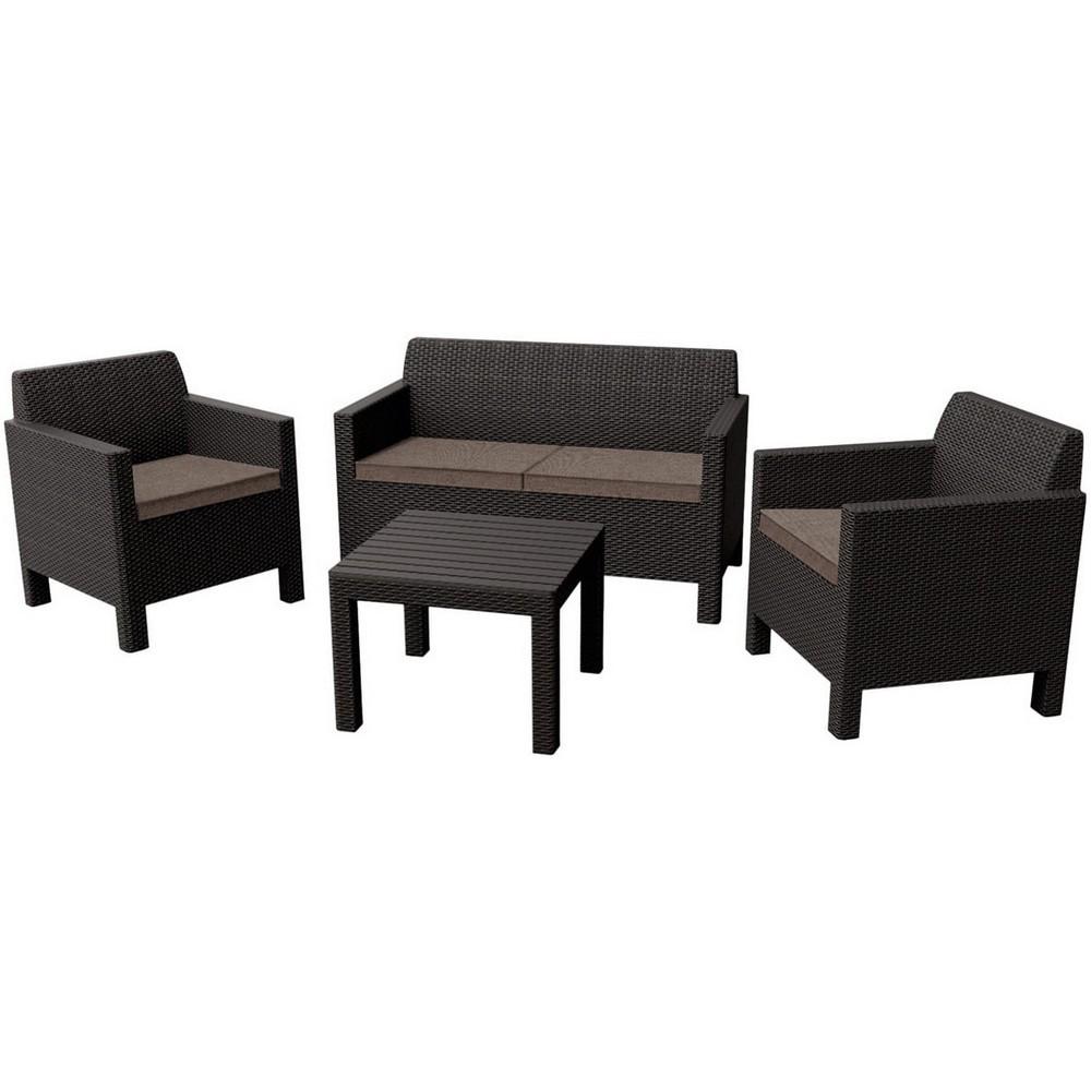 Комплект садовой мебели Keter Orlando Set with small table 1 диван/2 кресла/1 стол Коричневый (228017) Комплект садовой мебели Keter Orlando Set with small table 1 диван/2 кресла/1 стол Коричневый (228017)