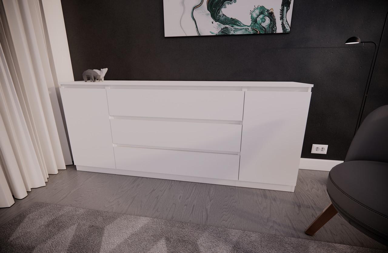 Комод MEBEX на 3 шухляди з боковими відкритими секціями 180х40х77 см Білий (VERTO3B1800WH) - фото 1