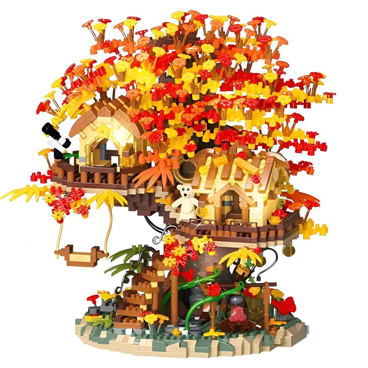 Конструктор Осенний лесной домик на дереве P3111 интерьерная архитектурная модель 2725 деталей в коробке Желтый