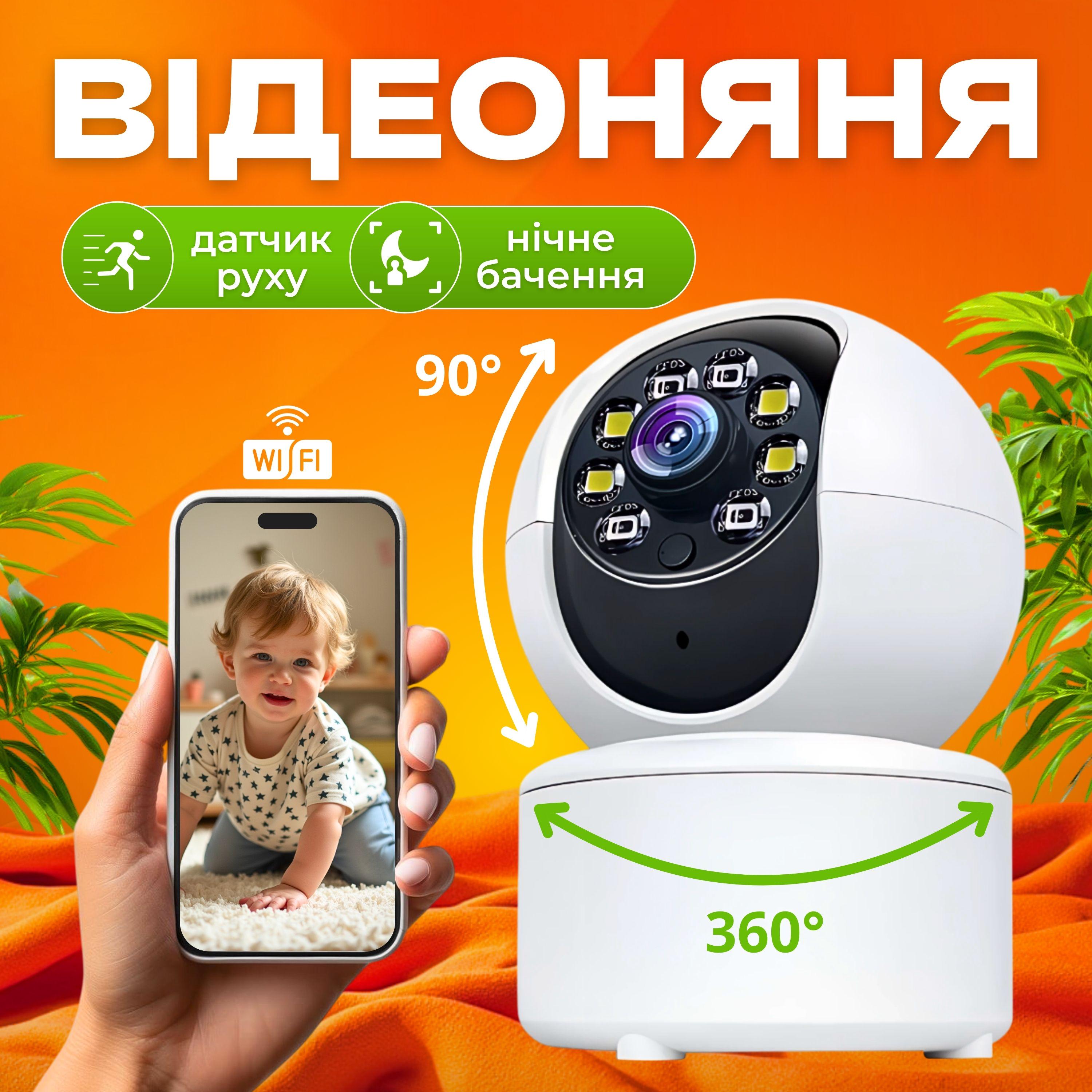 Відеоняня поворотна нічне бачення з датчиком руху (22825803) - фото 2