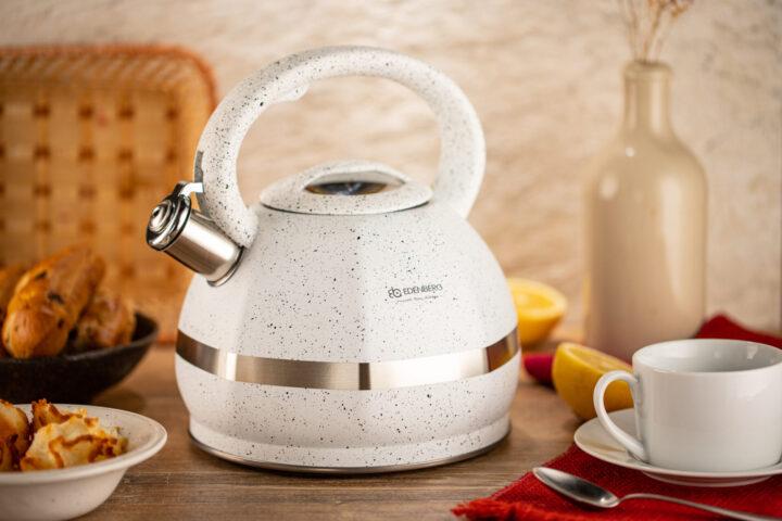 Чайник зі свистком для індукційної плити Edenberg EB-2475 з нержавіючої сталі 3 л Білий (2530556651) - фото 2 Чайник зі свистком для індукційної плити Edenberg EB-2475 з нержавіючої сталі 3 л Білий (2530556651) - фото 2