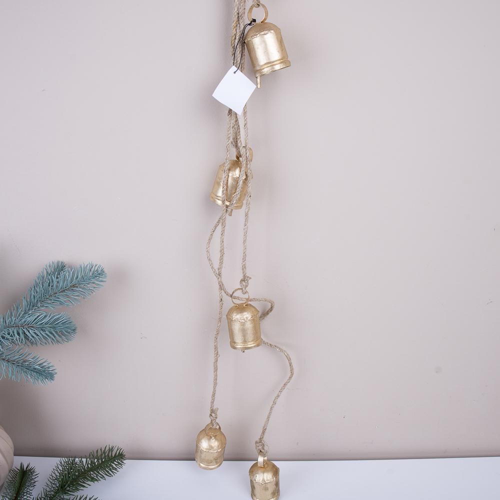 Набір металевих дзвіночків 7 см 5 шт. на зв'язці Золотий (6022-1)