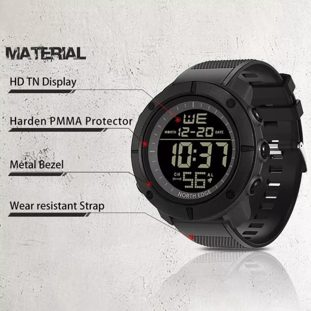 Наручний годинник чоловічий North Edge TANK Чорний (2729675518) - фото 3 Наручний годинник чоловічий North Edge TANK Чорний (2729675518) - фото 3