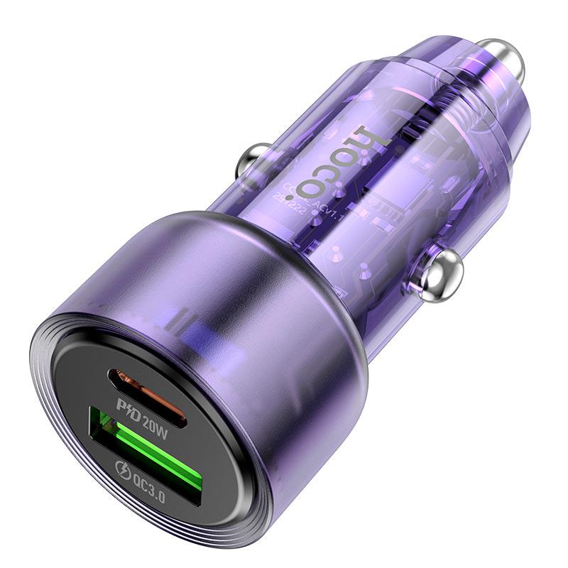 Адаптер автомобильный Hoco Spacious Z52 1USB 1Type-C 38 W 3 A PD/QC Purple (591026) Адаптер автомобильный Hoco Spacious Z52 1USB 1Type-C 38 W 3 A PD/QC Purple (591026)